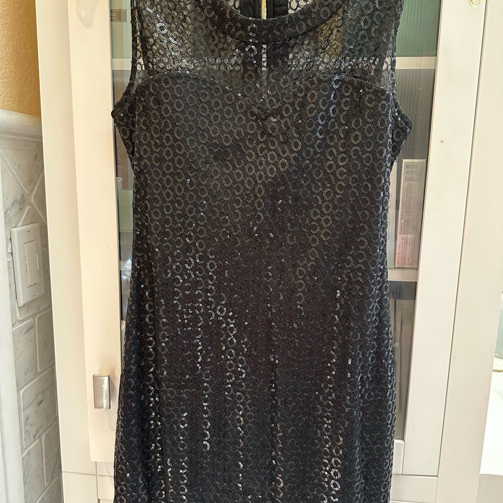 Express Black Sleeveless Sequin A-Line Dress